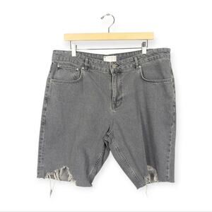 Asos Design Grey Long Length Distressed Denim Shorts Size 38